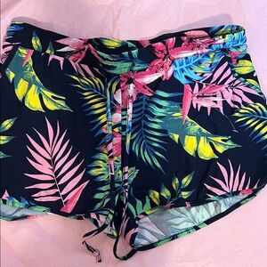 Eye Candy Women's Tropical Print Shorts - Black, Pink, Green, Yellow